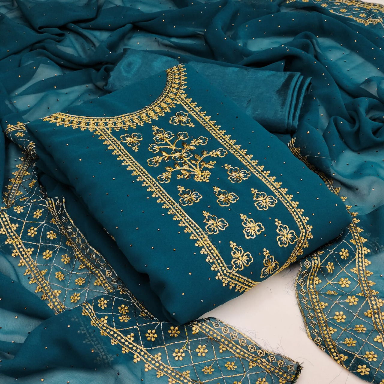 Gng 50003 Georgette Latest  Festive Wear Heavy Dress Material Collection